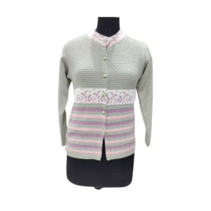 Textured cardigan with pastel stripes