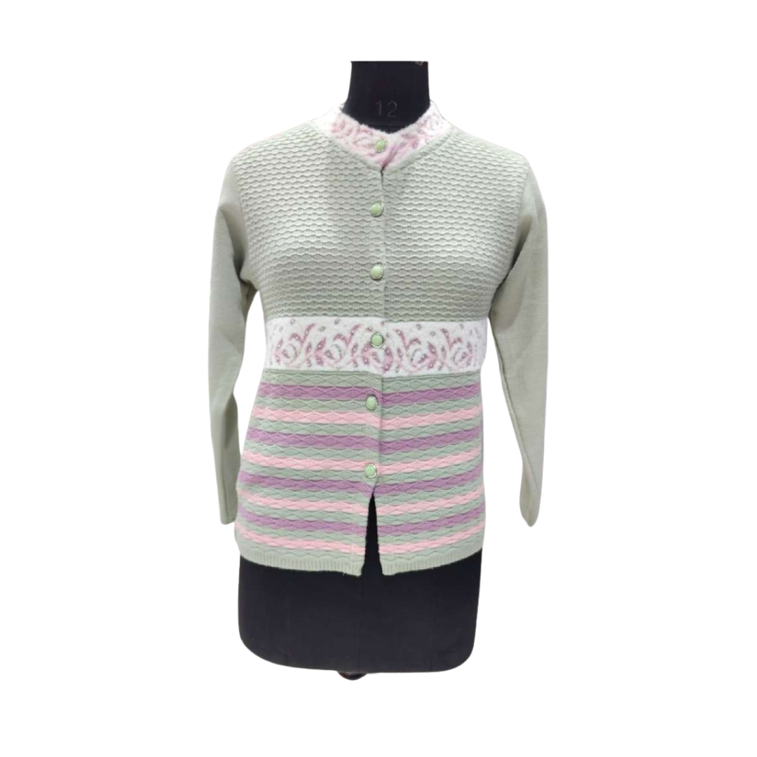 Textured cardigan with pastel stripes